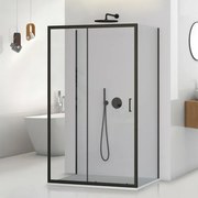 Box doccia 3 lati 70x140x70 nero opaco con porta scorrevole  Tay