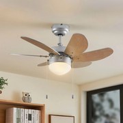 Lindby ventilatore da soffitto con luce Minja, argento, silenzioso, 78 cm