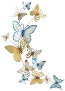 Pannello decorativo da muro con design a farfalle 59,5X4X111,5 cm Butterflies oro/celeste