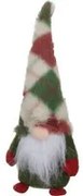 Gnomo Natale fermaporta 26 cm rombi verdi e rossi