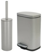 Set pattumiera 5lt a pedale e portascopino in acciaio tortora opaco Axin