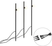 Set di 3 faretti da giardino a picchetto moderni neri con LED IP44 - Garly Ball