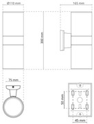 Applique Cilindrica Bidirezionale XL, IP54, Con 2 basi E27 - Grigia Base E27