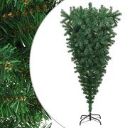 Albero di Natale Artificiale Capovolto con Base Bianca e Supporto Verde in PVC, 180 cm / Supporto Verde