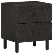 Comodino nero 40x33x46 cm in legno massello di mango