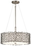 Lampadario Contemporaneo Silver Coral Metallo Peltro Classico Vetro 3 Luci E27