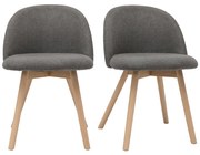 Sedie scandinave in tessuto effetto velluto grigio e legno massello di faggio (set di 2) CELESTE