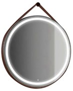 Specchio con illuminazione integrata completo di faretto bagno tondo L 70 x H 70 x P 3 cm