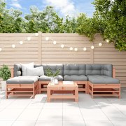 Set divani giardino 7 pz con cuscini legno massello di douglas