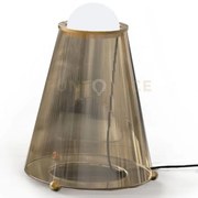 Hi!-br lampada da tavolo in vetro color bronzo struttura ottone spa...
