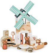 Tender Leaf - Mulino a vento in legno con topolini