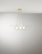 Cube sospensione 3 luci in metallo colore oro opaco cubica con diff...