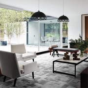 Lampadario Design Window nero paralume nero E27 Ø40cm LUMICOM