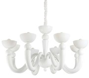 Lampadario Shabby Chic-Provenzale Bon Bon Metallo Bianco 8 Luci