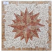 Rosone Per Pavimenti 66x66 In Mosaico Di Marmo Su Rete 66A17 Rosso