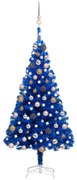 Albero di Natale Preilluminato con Palline Blu in PVC, Albero di Natale Preilluminato con Palline Blu 120 cm PVC III