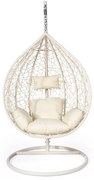 Poltrona sospesa bianco crema in rattan artificiale Noela - Bonami Selection