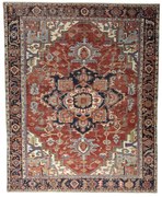 Heriz Tappeto 380x310 Rosso (Iran) Annodato A Mano
