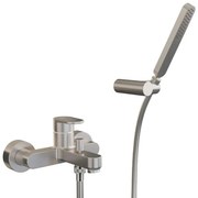 Rubinetto per vasca getto laminare cristallino PLANO per muro nichel spazzolato HUBER