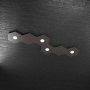 Plafoniera Moderna 6 Moduli Hexagon Metallo Marrone 4 Luci Led 12X4W