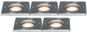 Set di 5 faretti da incasso in acciaio IP65 - Basic Square