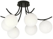 Lampadario da Soffitto in Acciaio e Vetro BOSTON 6 Nero 6xE14 Colore delle Sfere Bianco