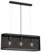 Lampadario a sospensione con filo KAGA 3xE27/60W/230V nero/oro