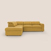 Kronos Divano angolare con poggiapiedi estraibile e pouf contenitore mobile in microfibra impermeabile T11 giallo