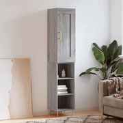 Credenza grigio sonoma 34,5x34x180 cm in legno multistrato