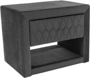Comodino Azurro in velluto grigio - L 50 x L 35 x H 40 cm