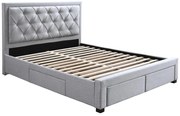Letto con Cassetti 160 x 200 cm Tessuto Grigio  - LEOPOLD