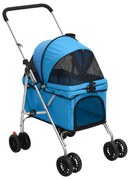 Passeggino per cani pieghevole blu 76x50x100cm tessuto oxford