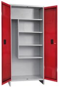 Armadio per scope Pratiko O in acciaio, grigio e rosso L 60 x H 179.5 x P 40 cm, 2 ante, da interno