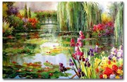 Pittura murale su tela Giardino impressionista, 70 x 45 cm Claude Monet - Colorful Water Lily Pond - Wallity