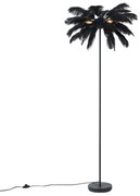 Lampada da terra Art Déco nera con piume nere - Peahen