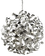 Lampadario Contemporaneo Riccioli Acciaio Cromo 6 Luci G9