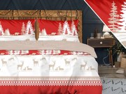 Lenzuola in cotone premium rosse con motivo foresta di neve Rozměr: 140x200 cm | 70x80 cm