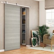 Porta scorrevole reversibile Cambridge in mdf bianco, L 93 x H 212 cm, con binario Loft bianco