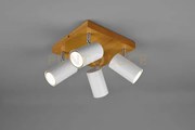 Marley plafoniera 4 spots cil. bianchi base legno naturale l. 22cm ...