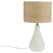 Lampada da tavolo bianca in ceramica effetto pietra e paralume in rafia H49 cm PYRUS