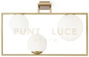 Buble lampadario da soffitto 3 sfere opalino struttura oro spazzola...