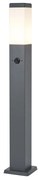 Lampada da esterno grigio scuro con vetro opale 80cm IP44 con presa e sensore di movimento - Malios