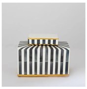 Vaso in ceramica 20,5x16x9 cm blu/bianco/nero