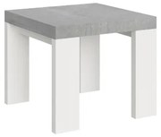 Tavolo allungabile 90x90/246 cm Roxell Mix piano Cemento - gambe Bianco Frassino