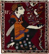 Shiraz Tappeto persiano 70 x 70 Rosso (Iran) Annodato A Mano