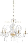 Lampadario in vetro e cristallo maria teresa 5 luci oro lp.mt-5t4