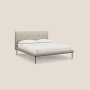 Midori letto imbottito trapuntato in ecopelle con piedini alti T04 tortora