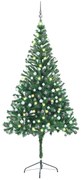 Albero di Natale Preilluminato con Palline 180-210 cm 564-910 Rami, Albero di Natale Preilluminato Palline Bianco 210 cm 910 Rami