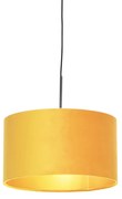 Lampada a sospensione con paralume in velluto ocra con oro 35 cm - Combi