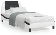 Letto con materasso bianco e nero 90x190 cm in similpelle